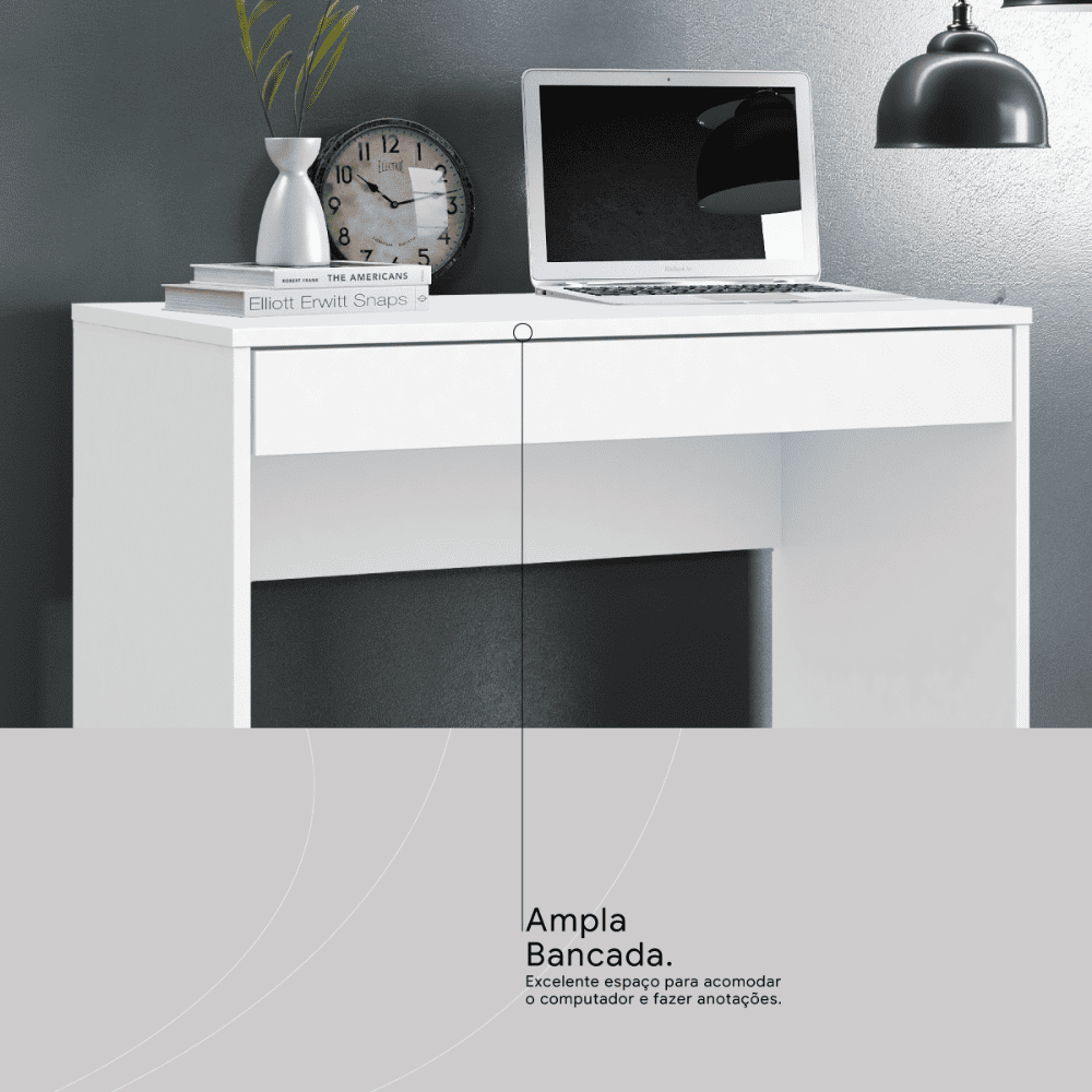 Escrivaninha Branca 1 Gaveta Dem&oacute;bile Facility, Branco, large image number 4